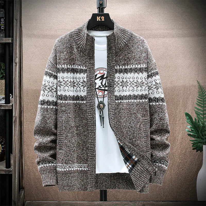 Tribal Print Men's Cardigan Sweater
